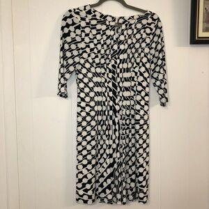 Tahari Arthur S Levine Black & White Geometric Midi Dress 4P